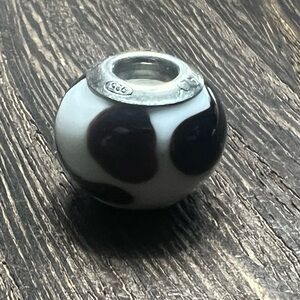 Murano Charm Cow Pattern Brown & White 925 B26